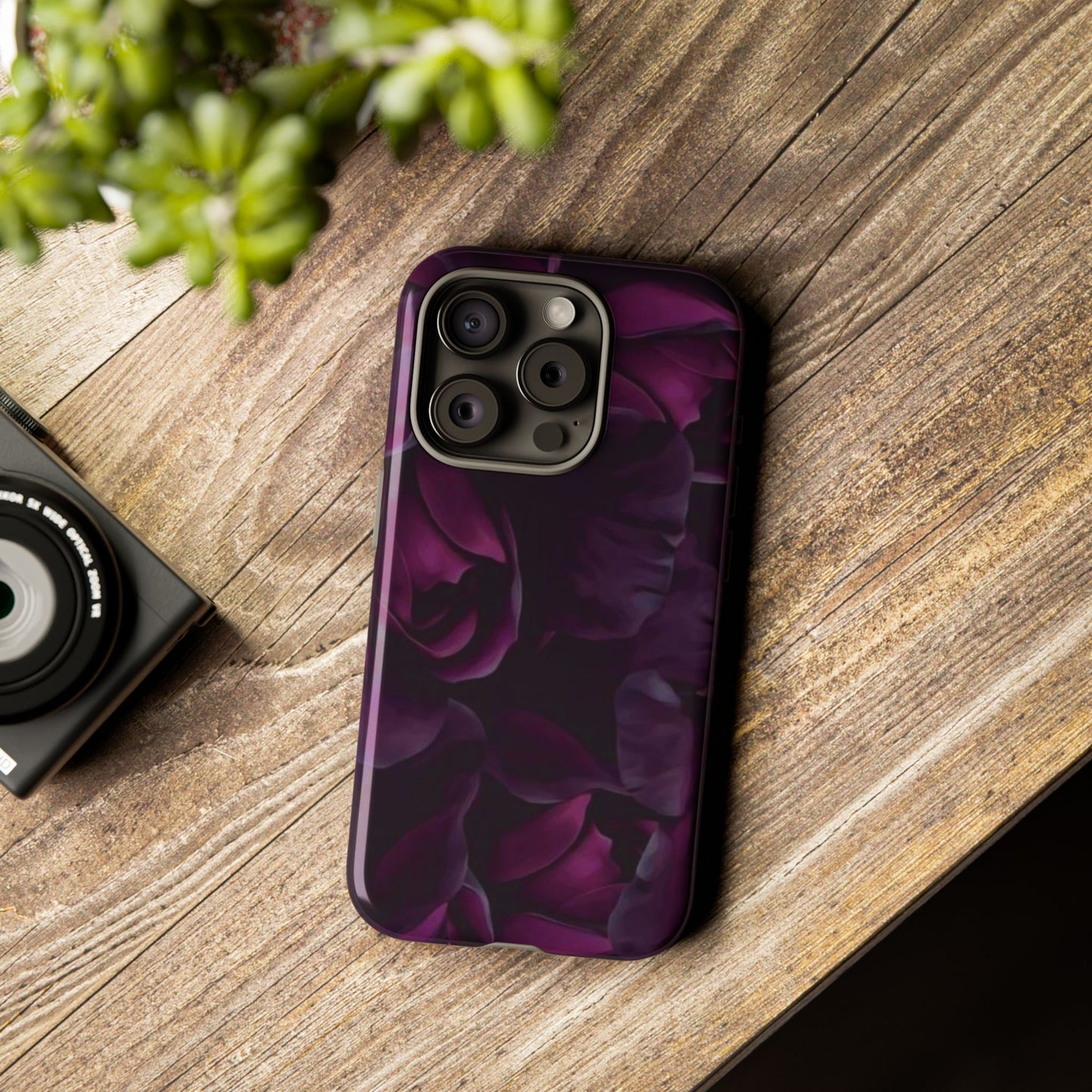 Dark Purple Floral Tough Phone Case