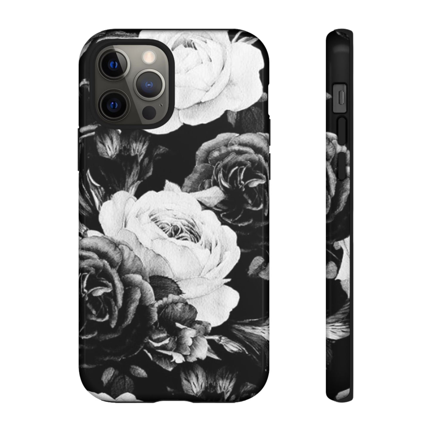 Black and White Floral Tough Phone Case