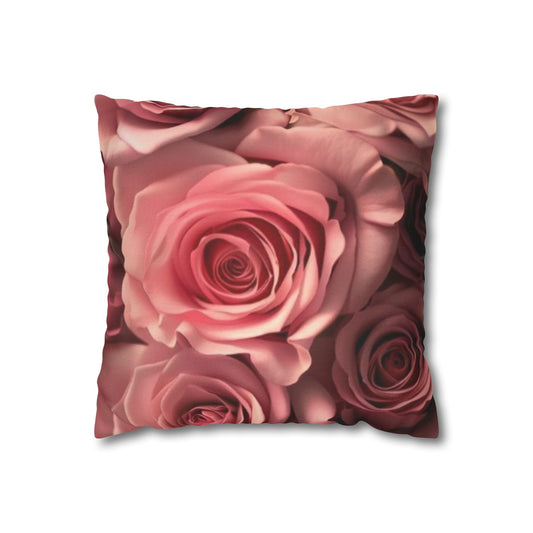 Pink Roses Square Pillowcase