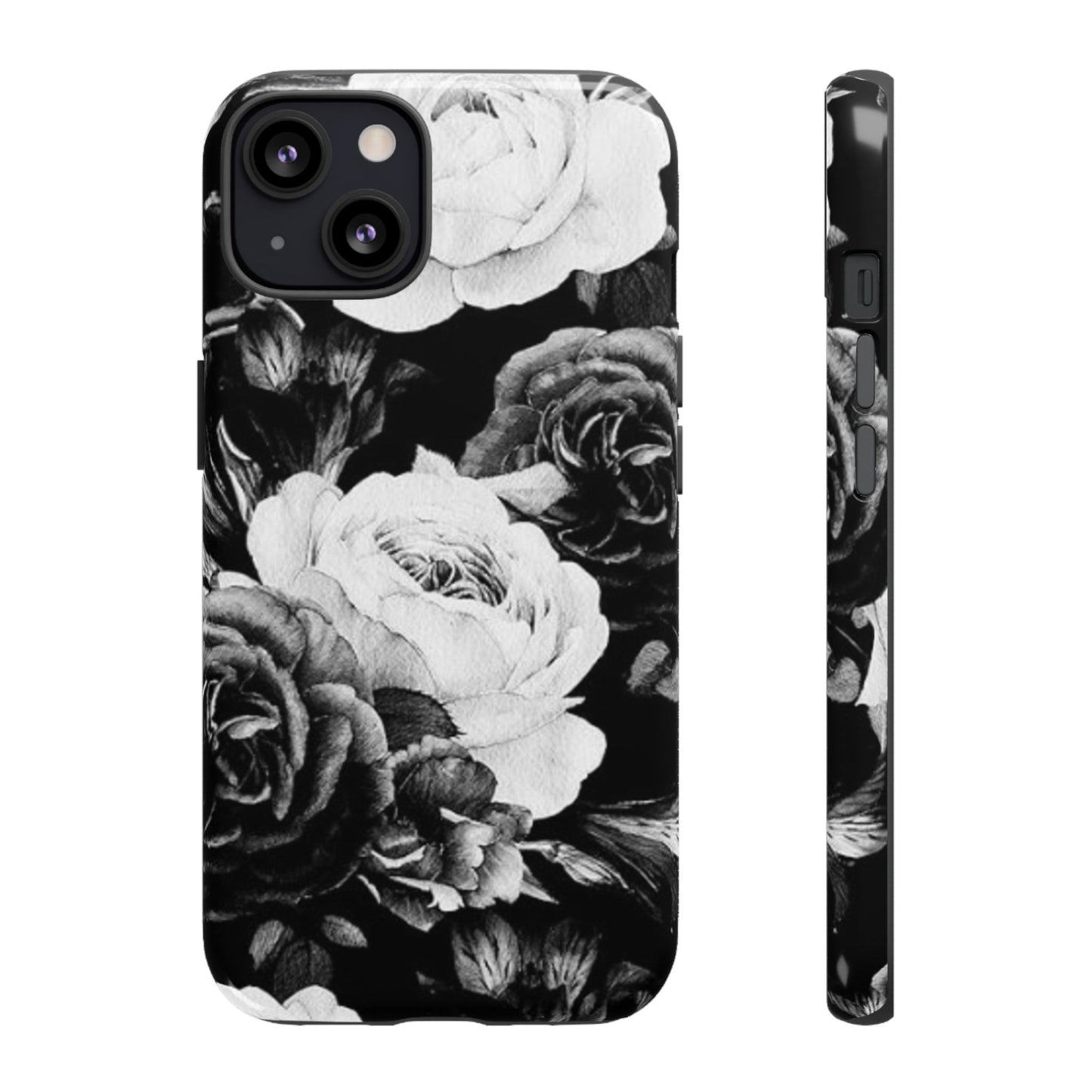 Black and White Floral Tough Phone Case