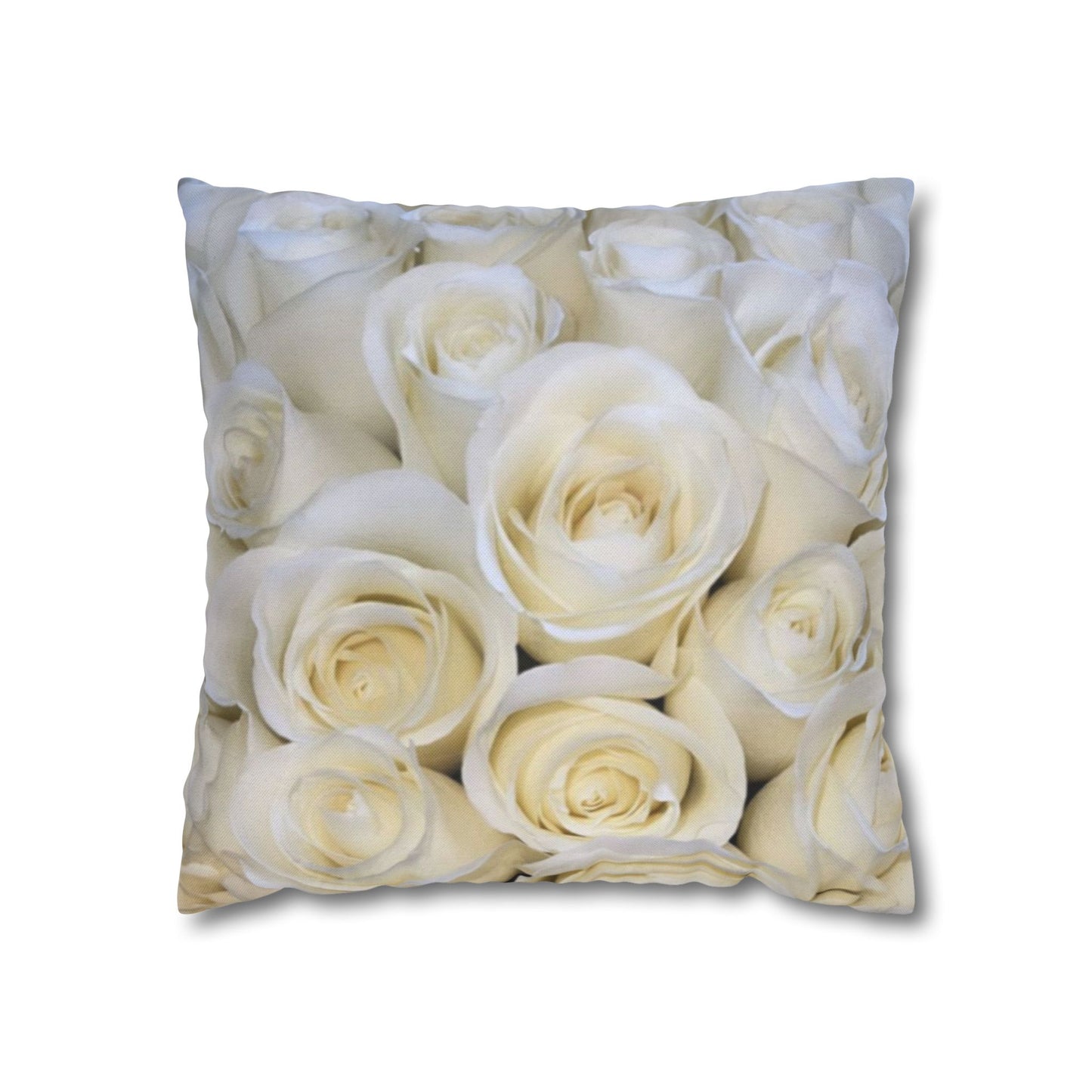 White Roses Floral Square Pillowcase

