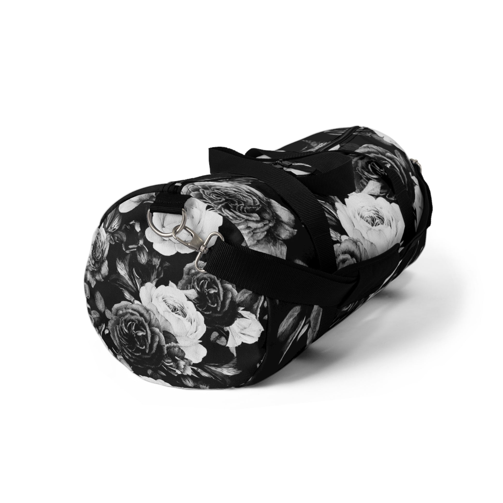 Black & White Floral Duffel Bag for Gym