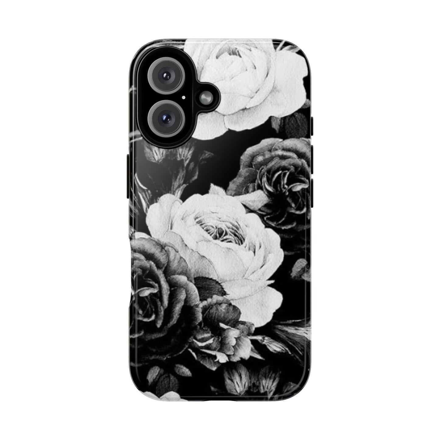 Black and White Floral Tough Phone Case