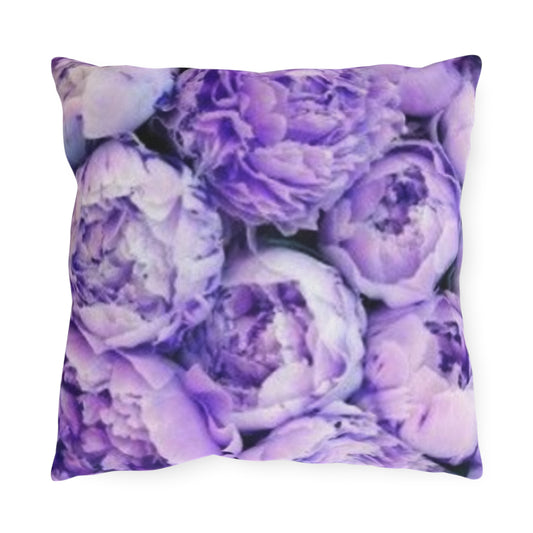Purple Peony Floral Outdoor Pillow
