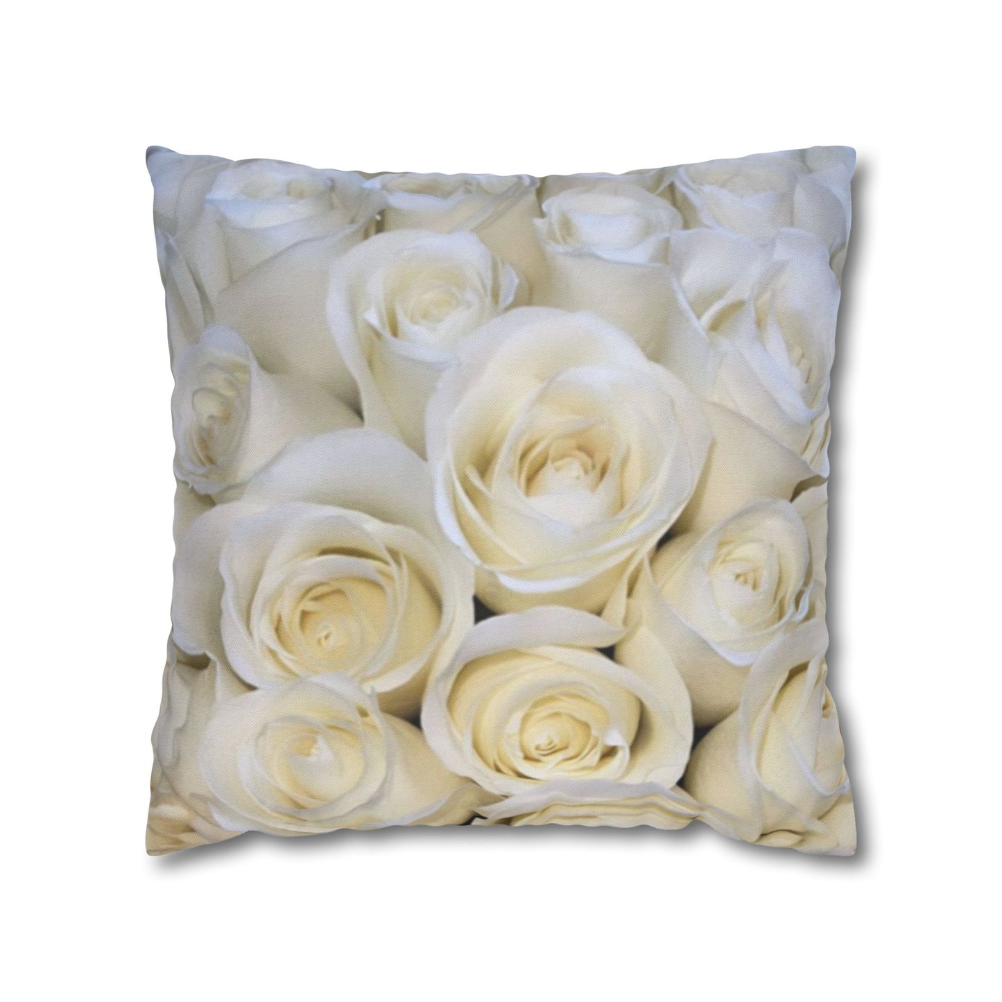 White Roses Floral Square Pillowcase

