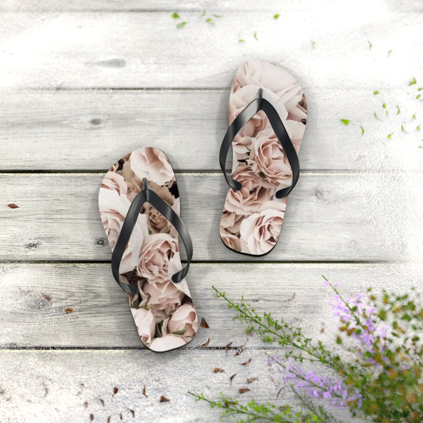 Light Pink Roses Flip Flops