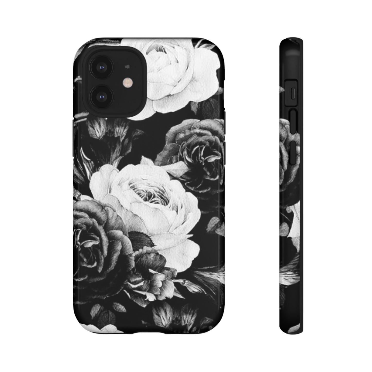 Black and White Floral Tough Phone Case