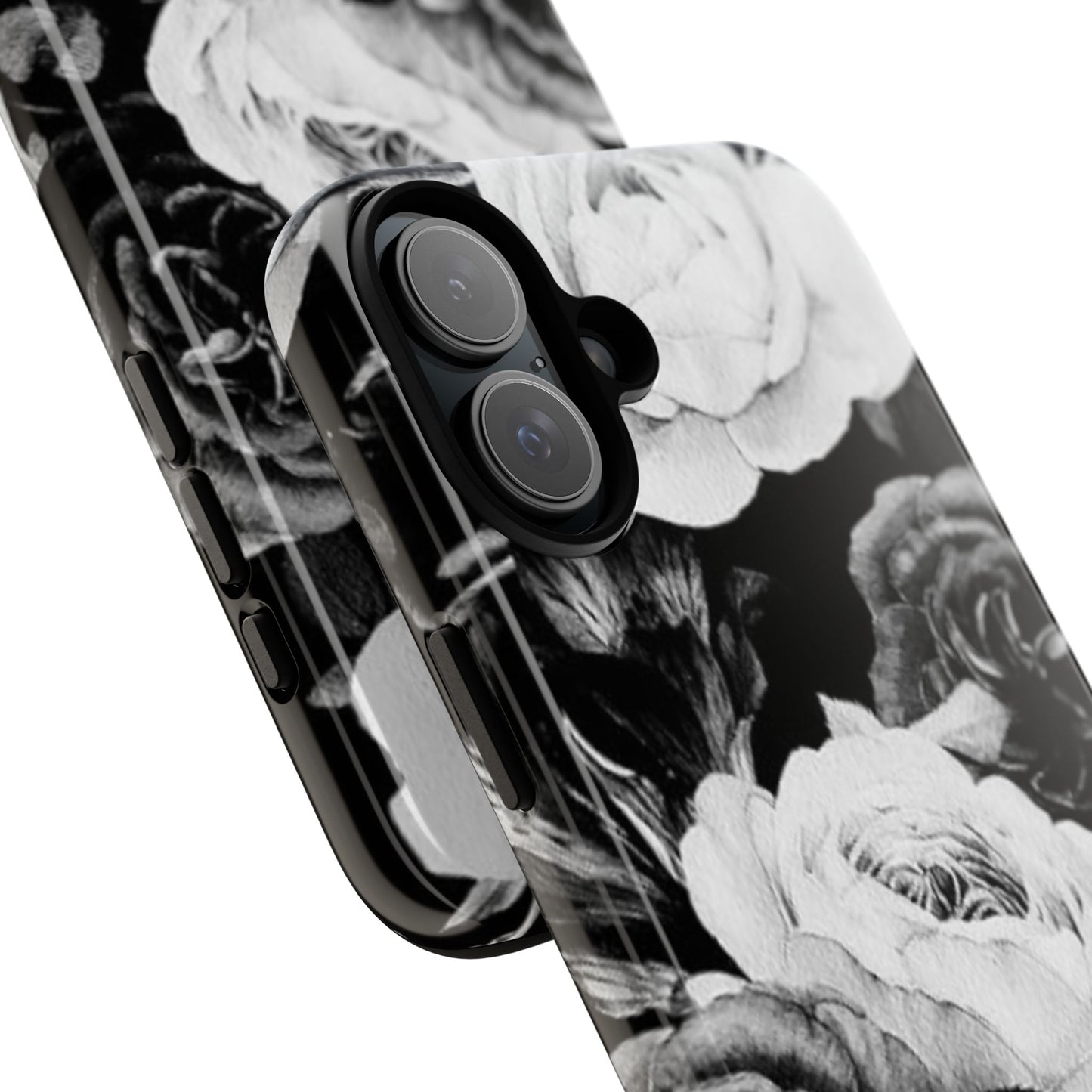 Black and White Floral Tough Phone Case