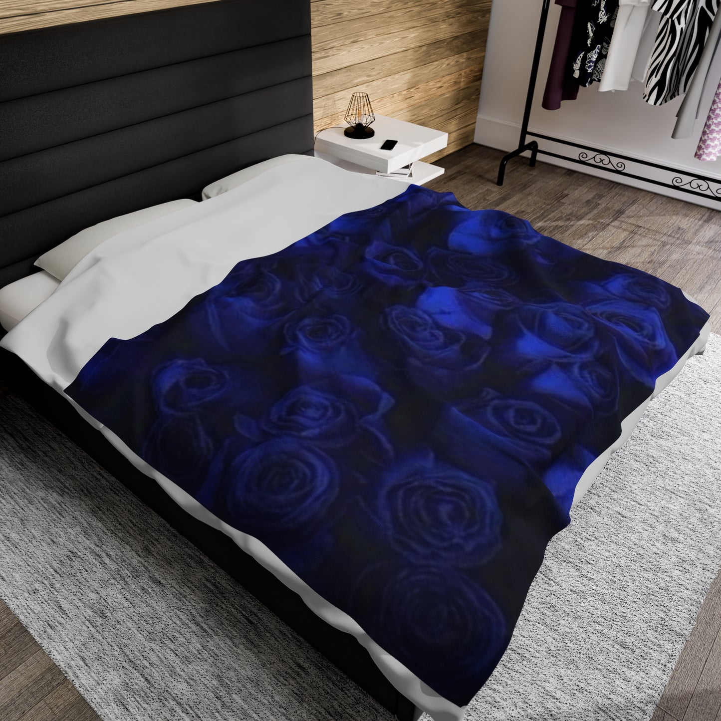 Dark Blue Roses Blanket