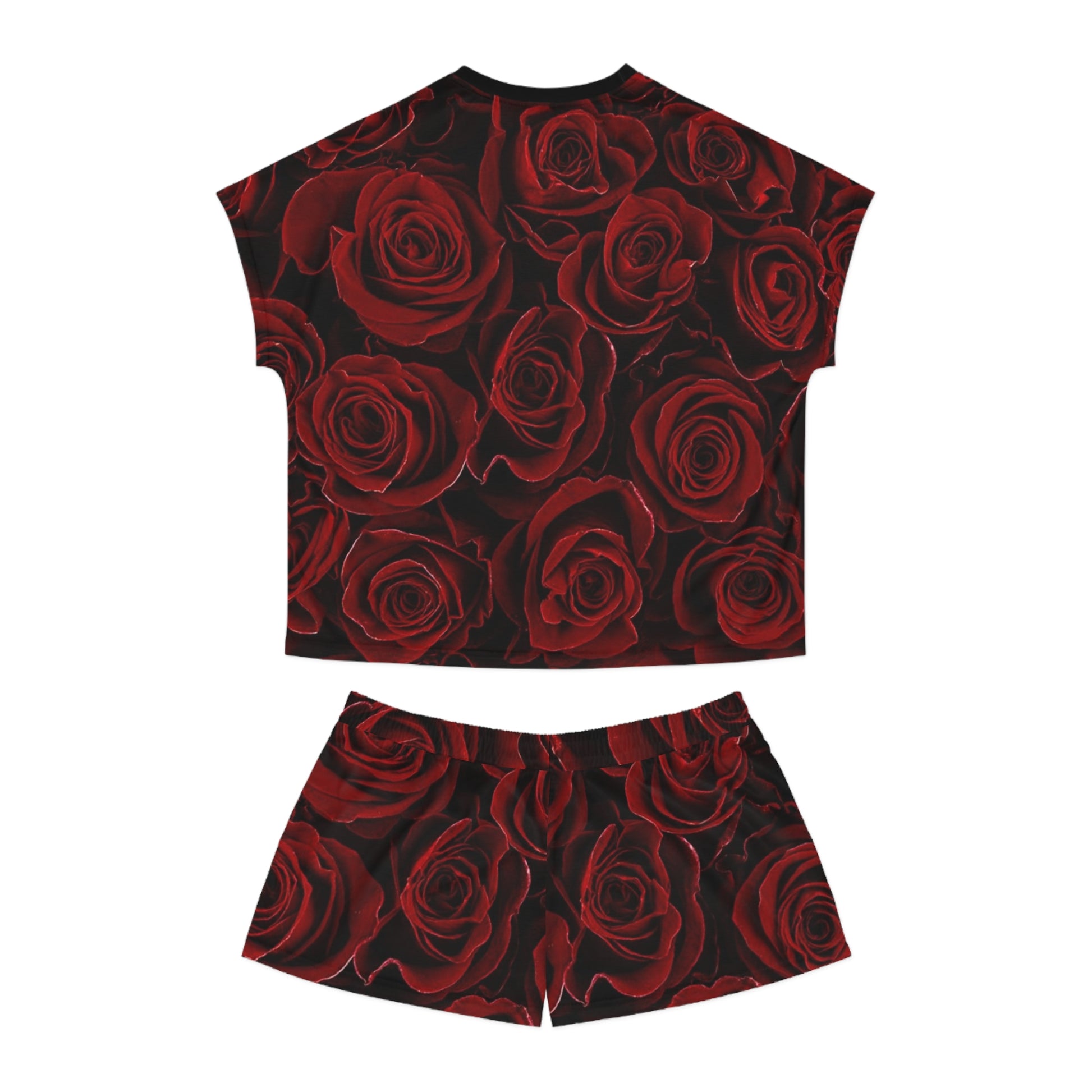 Red Roses Floral Pajama Set for Women