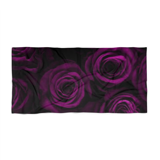 Dark Purple Roses Beach Towel