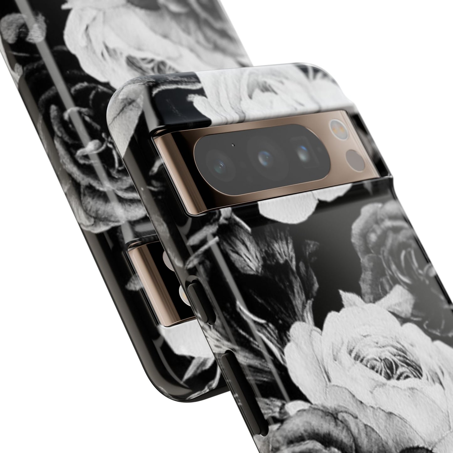 Black and White Floral Tough Phone Case