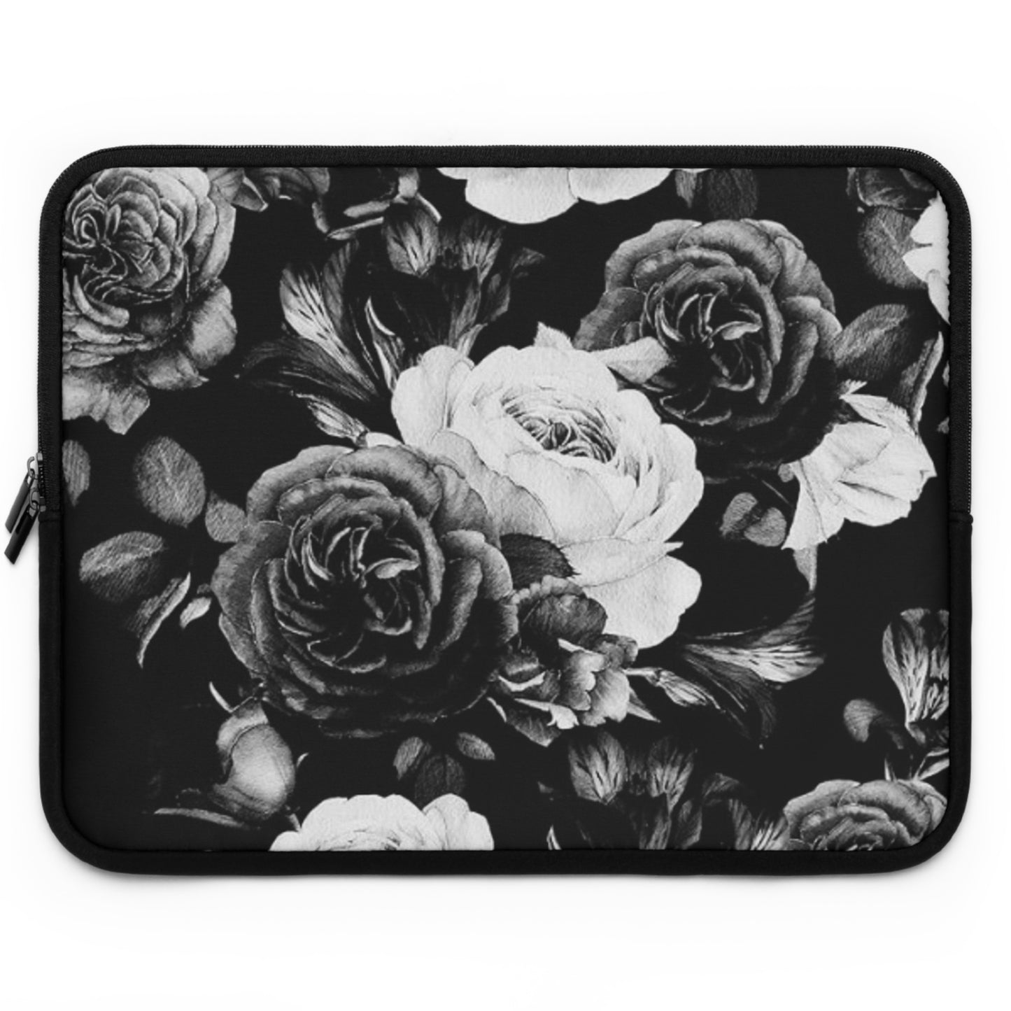 Black and White Floral Laptop Sleeve