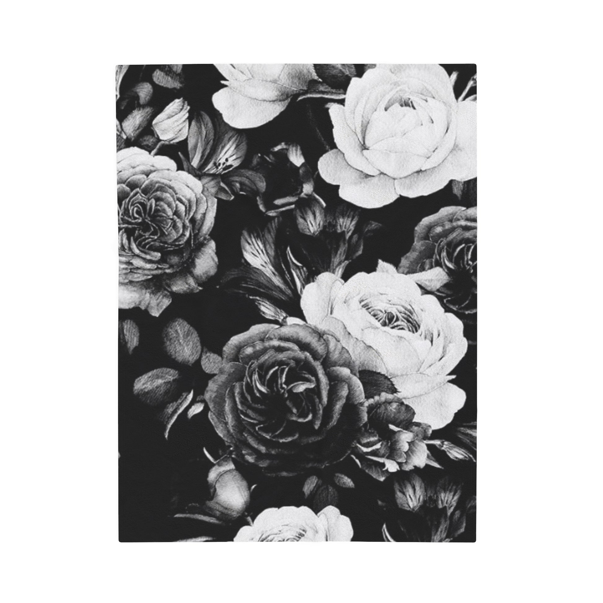 Soft Floral Blanket – Black & White Design for Cozy Style