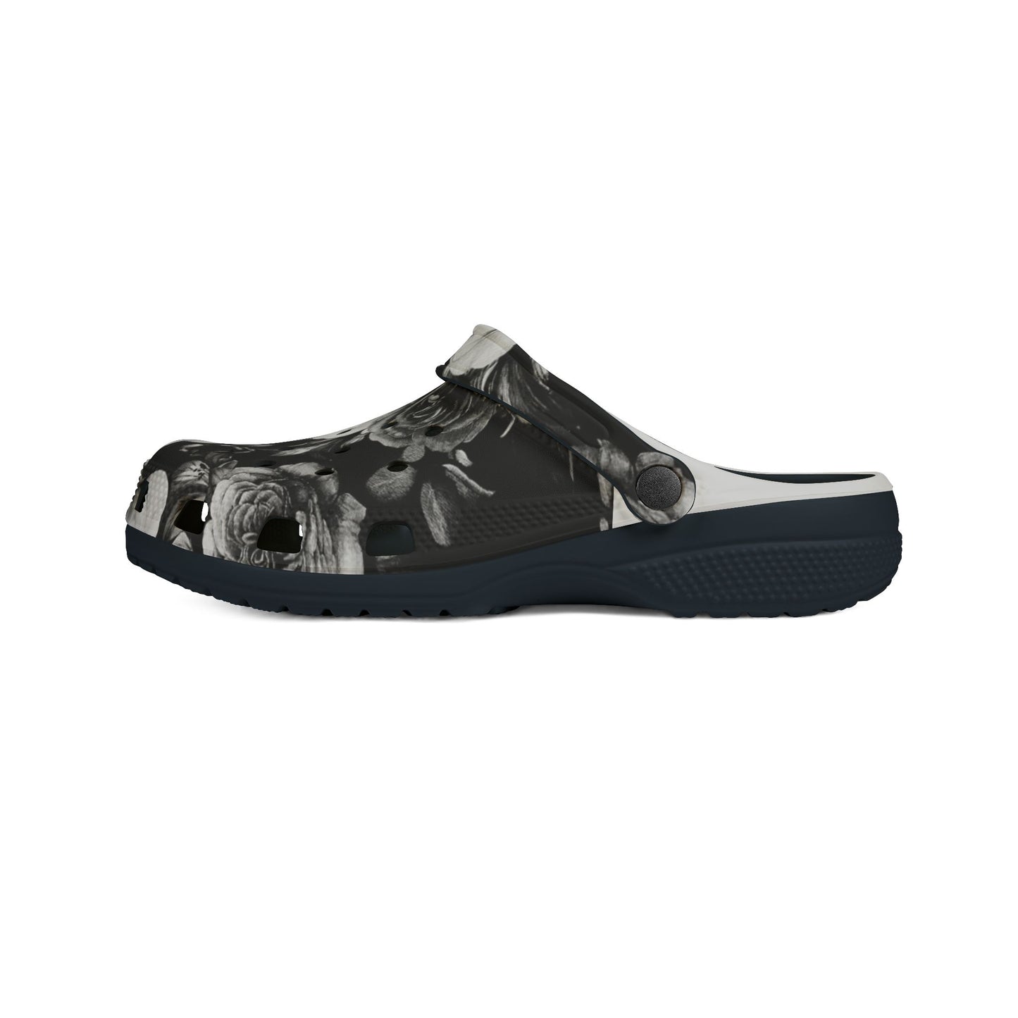 Black and White Floral Foam Shoes