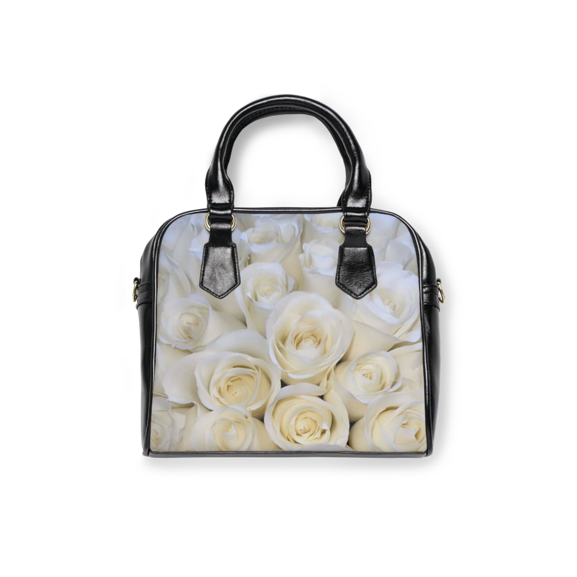 White Roses Floral Shoulder Handbag – Timeless & Subtle