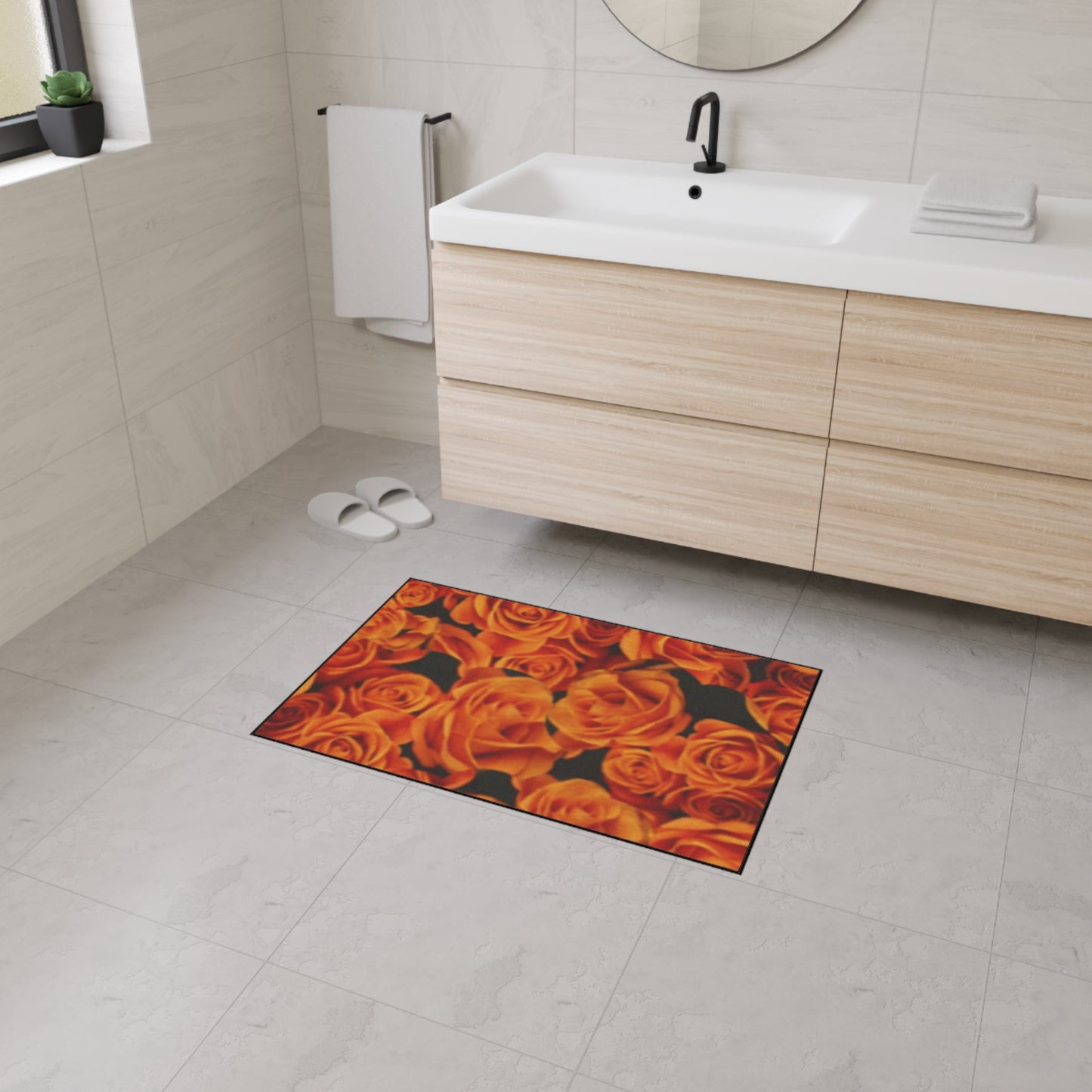 Orange Roses Heavy Duty Floor Mat