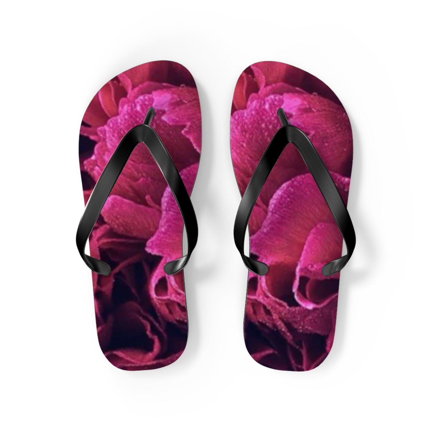 Magenta All Over Floral Design Flip Flops