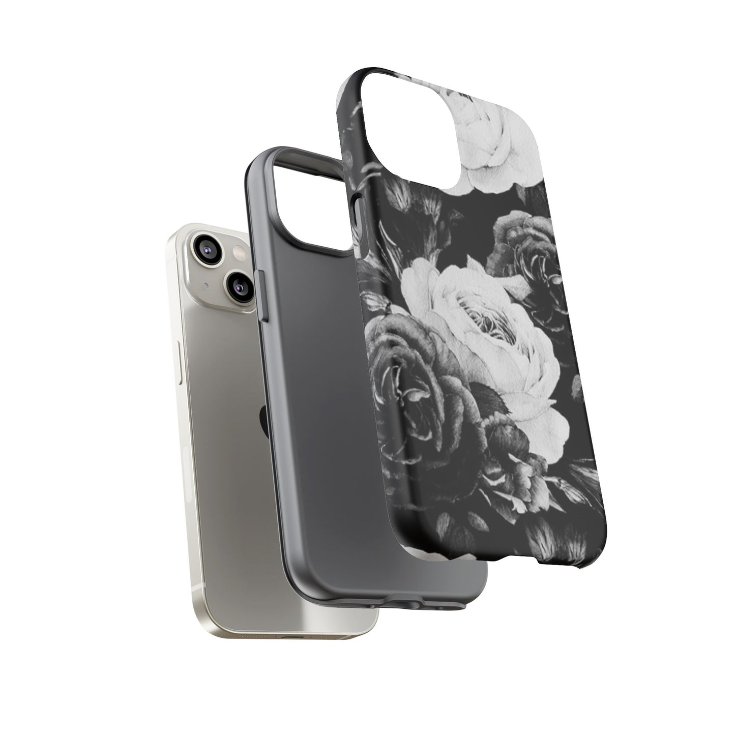 Black and White Floral Tough Phone Case