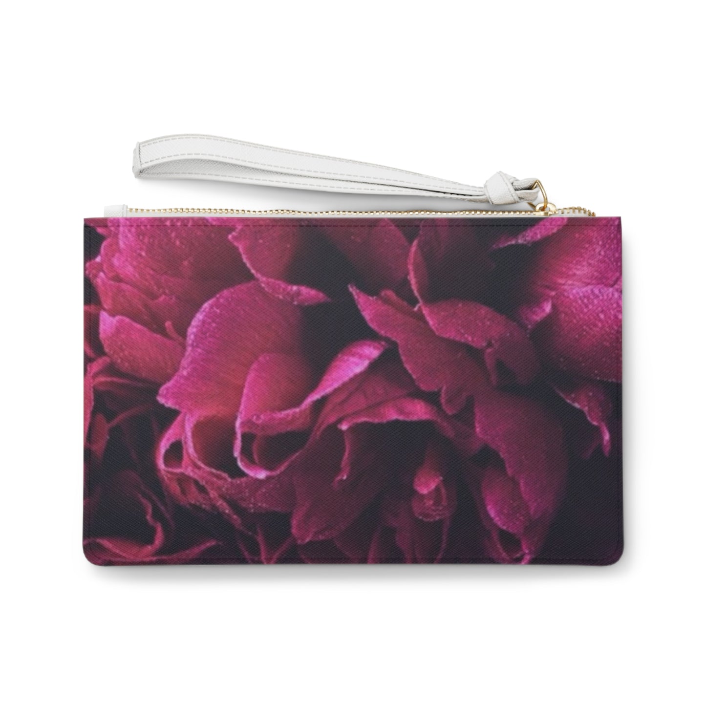 Magenta Floral Leather Clutch Bag for Women
