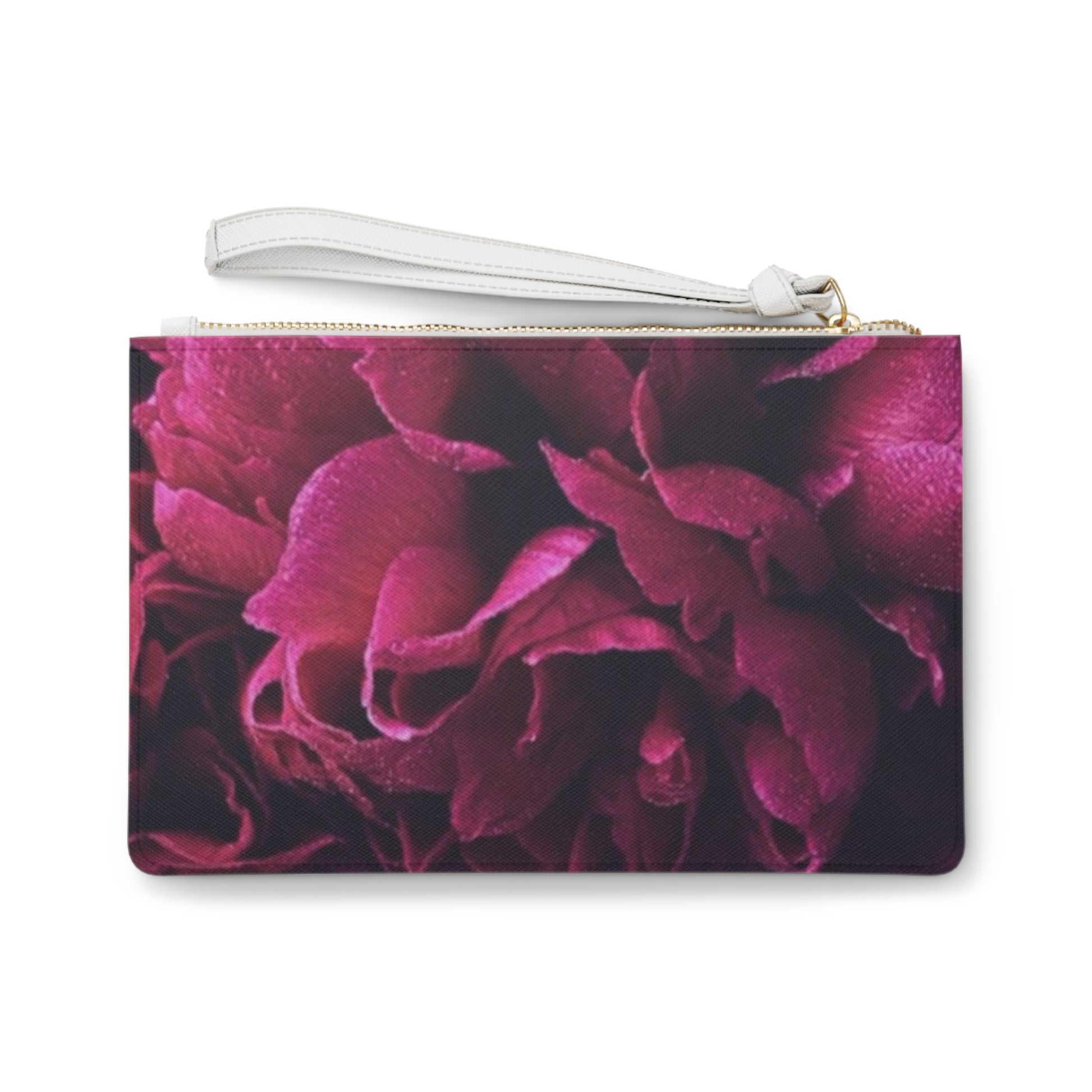 Magenta Floral Leather Clutch Bag for Women