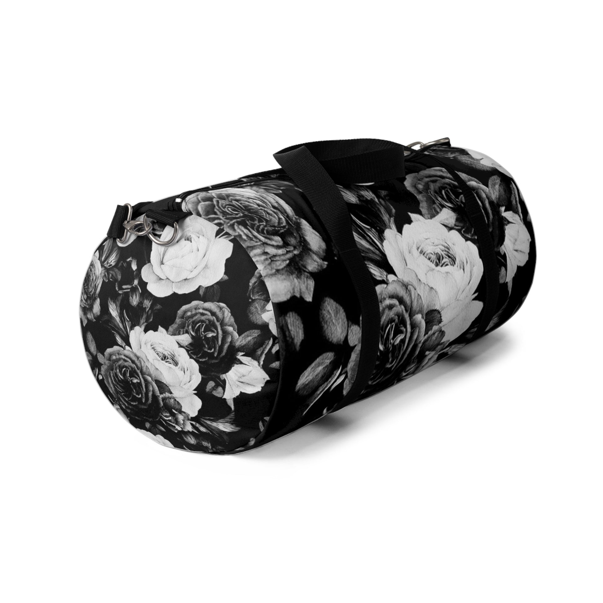 Black & White Floral Duffel Bag for Gym