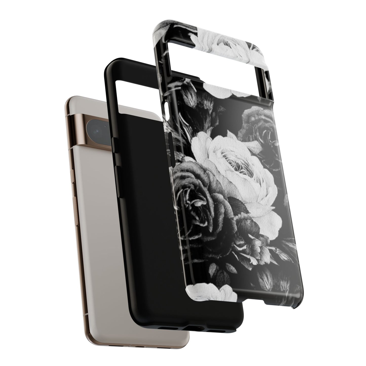 Black and White Floral Tough Phone Case
