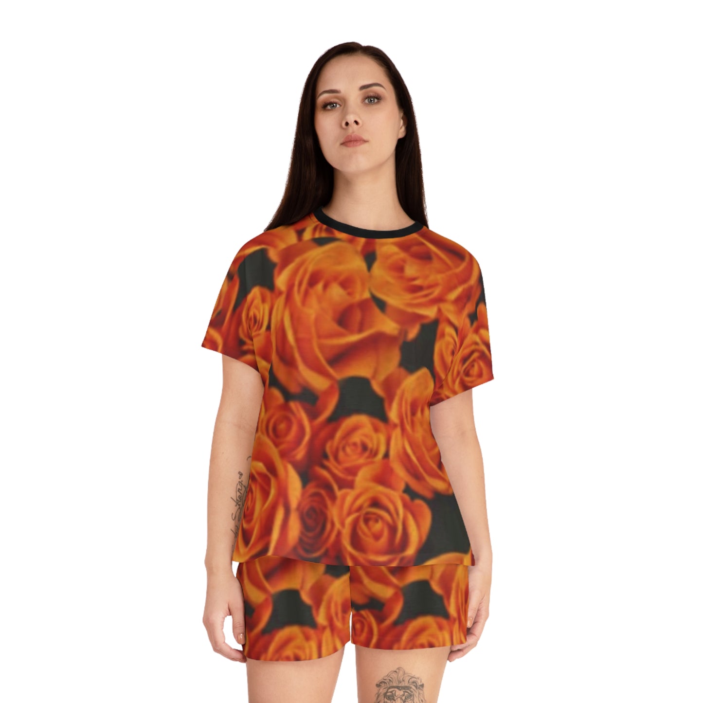 Orange Roses Women's Short Pajama Set