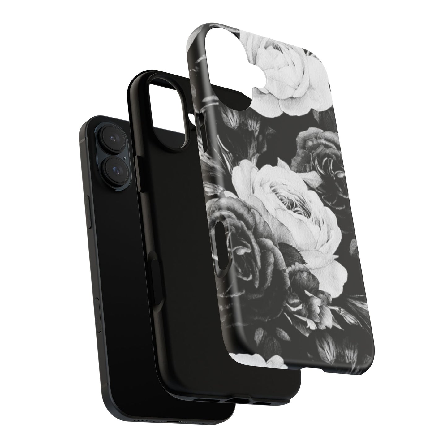 Black and White Floral Tough Phone Case