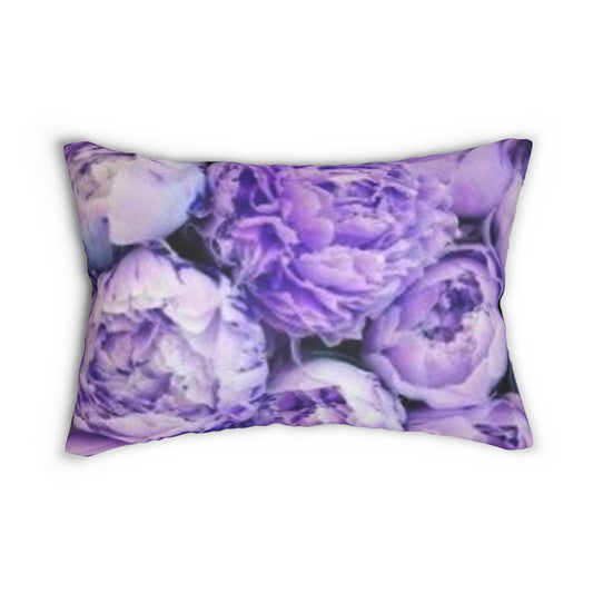 Floral Lumbar Pillow – Purple Peony Print