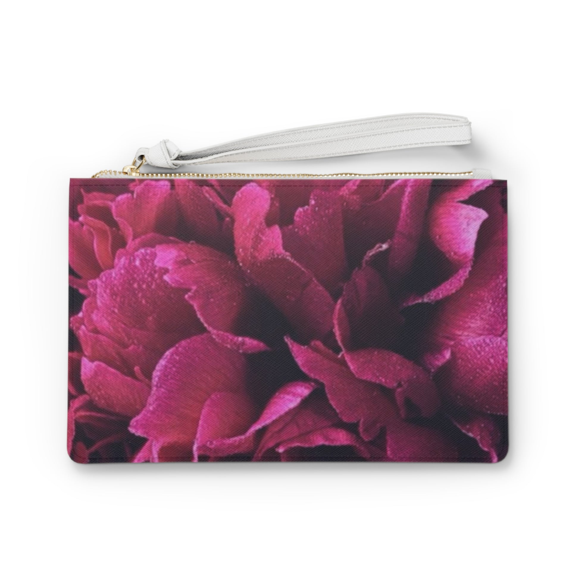 Magenta Floral Leather Clutch Bag for Women