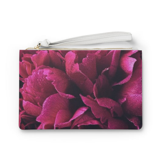 Magenta Floral Leather Clutch Bag for Women