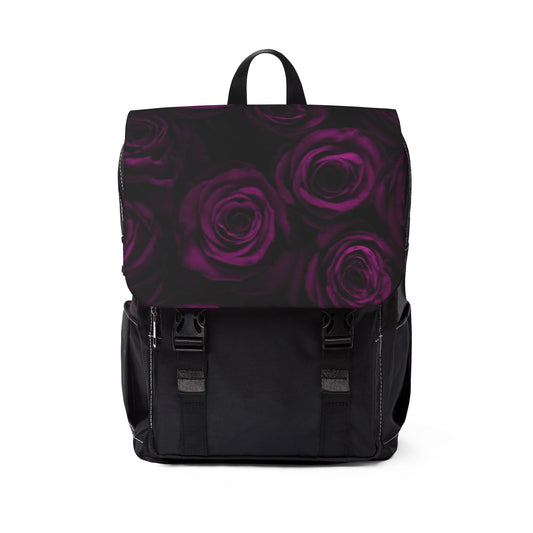 Dark Purple Roses Flap Backpack