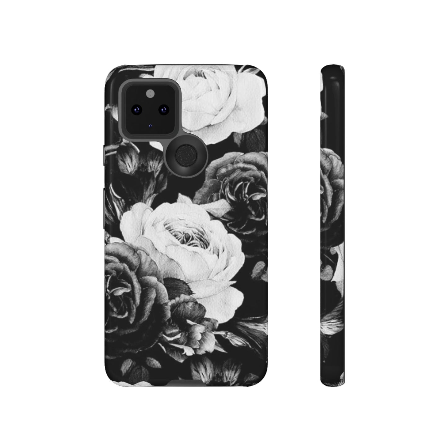 Black and White Floral Tough Phone Case