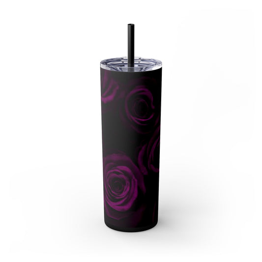 Dark Purple Roses Skinny Tumbler – Durable Stainless Steel 20 oz