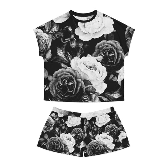 Black and White Floral Pajama Set