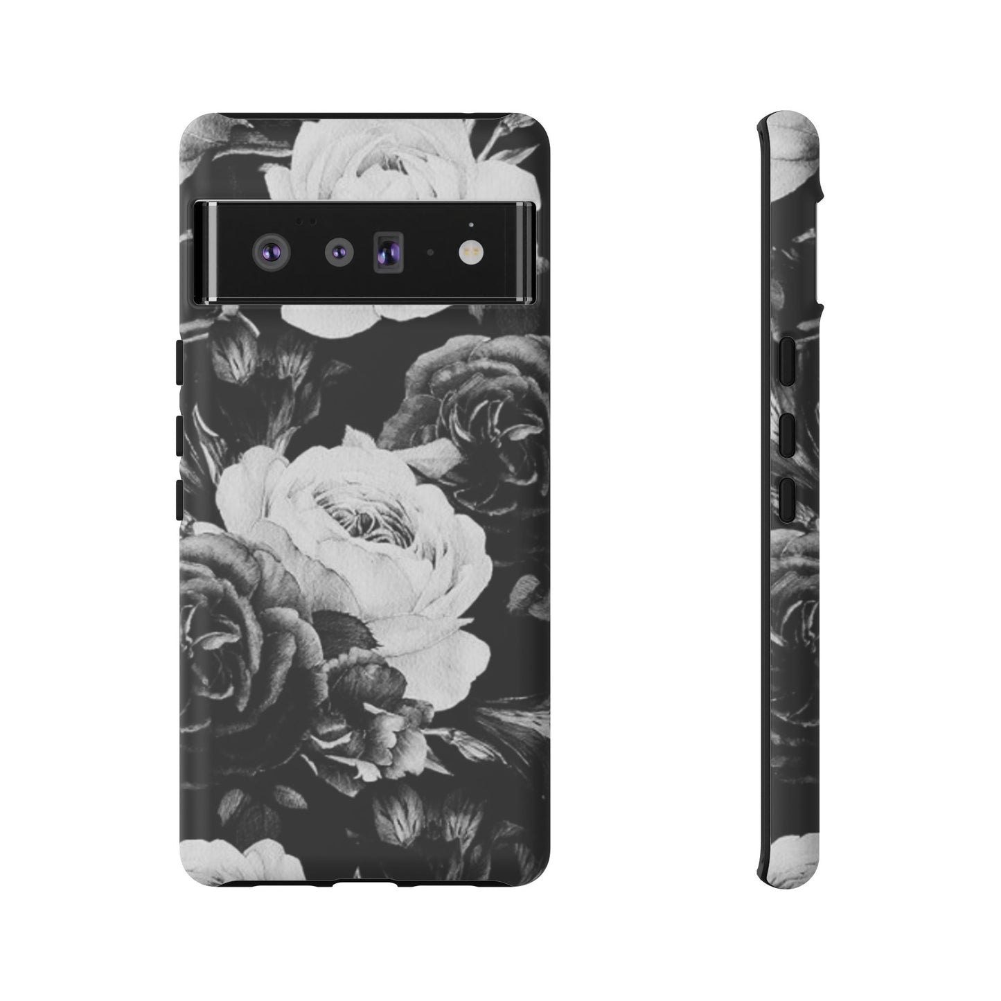 Black and White Floral Tough Phone Case