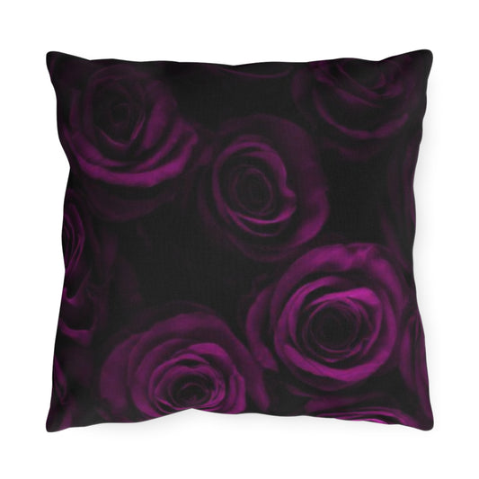 Dark Purple Roses Outdoor Pillow