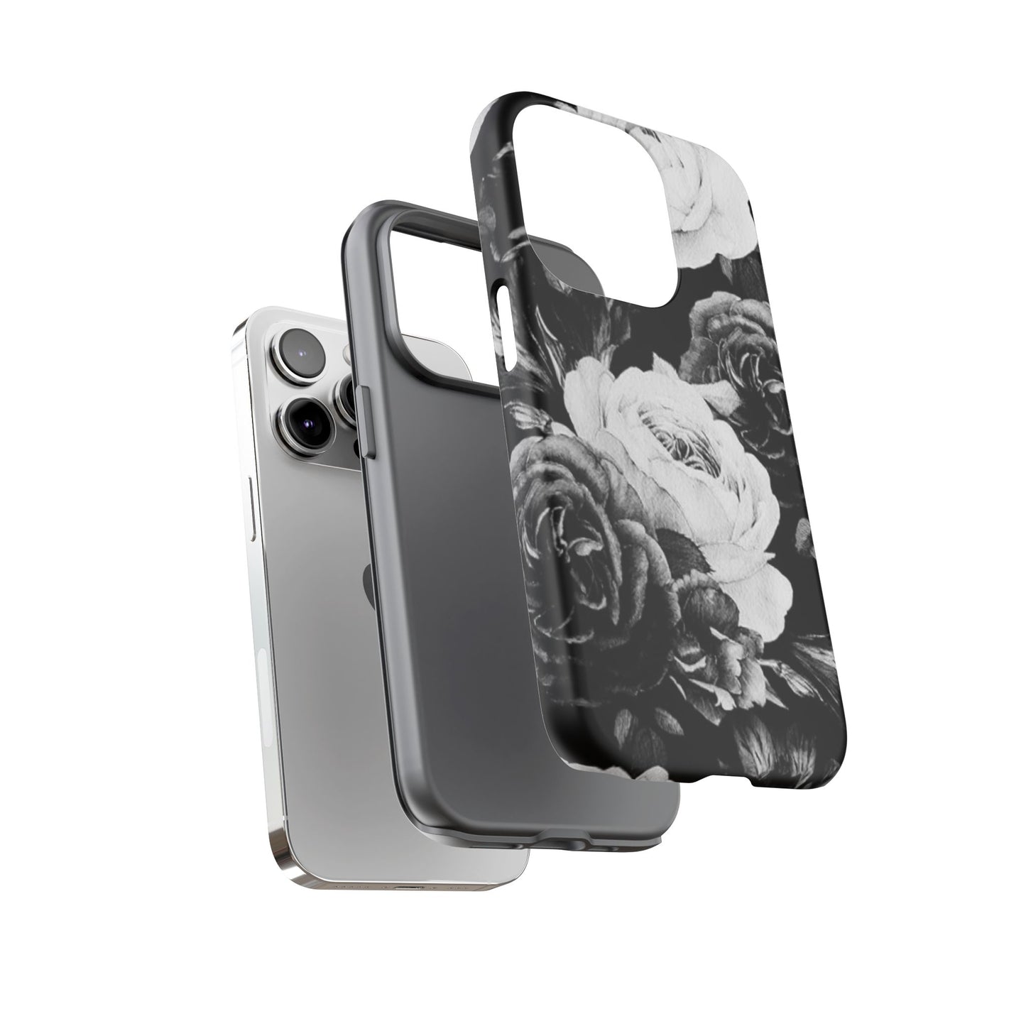 Black and White Floral Tough Phone Case