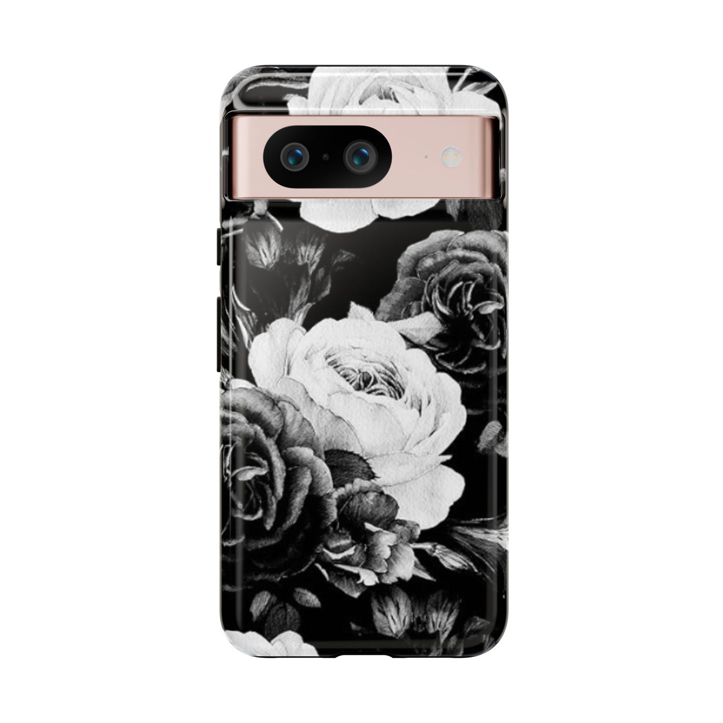 Black and White Floral Tough Phone Case