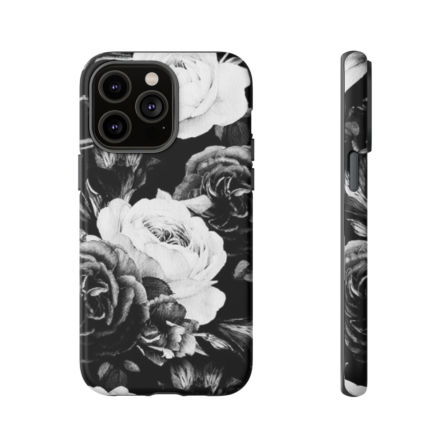 Black and White Floral Tough Phone Case