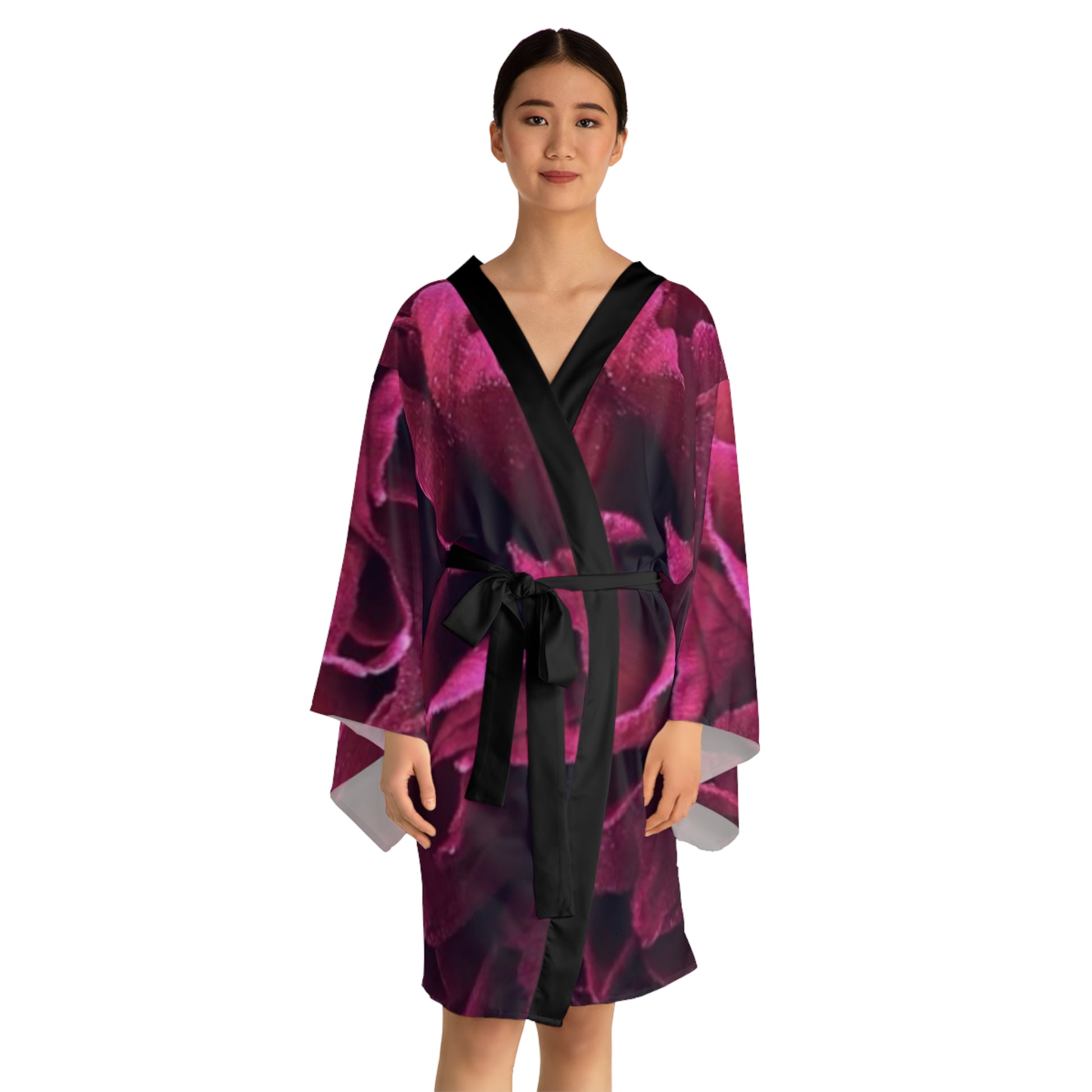 Magenta Floral Japanese Style Kimono Robe