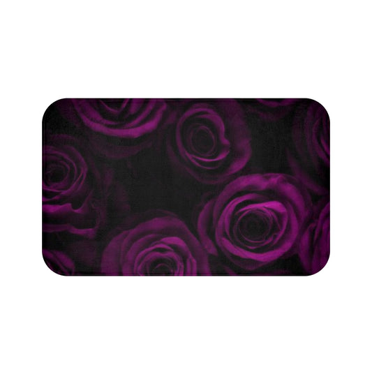 Dark Purple Roses Bath Mat