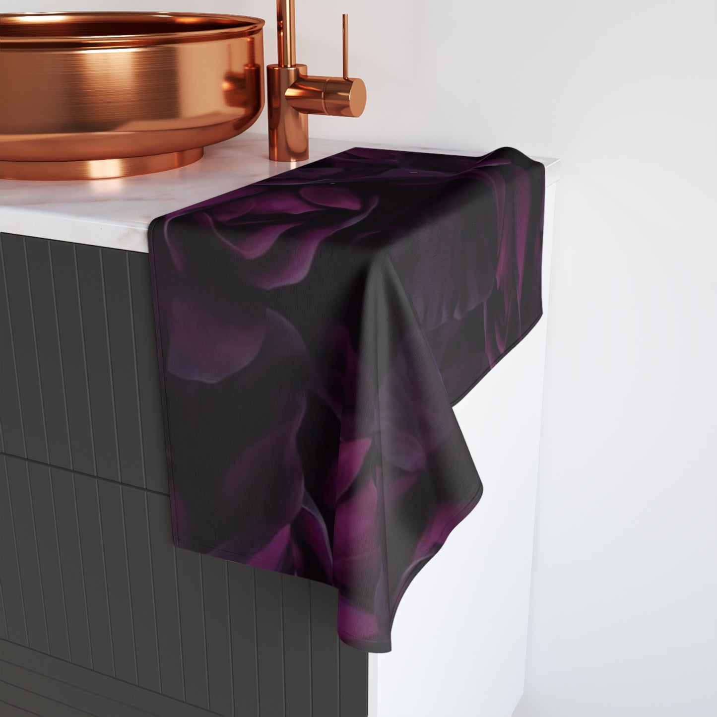 Dark Purple Floral Hand Towel