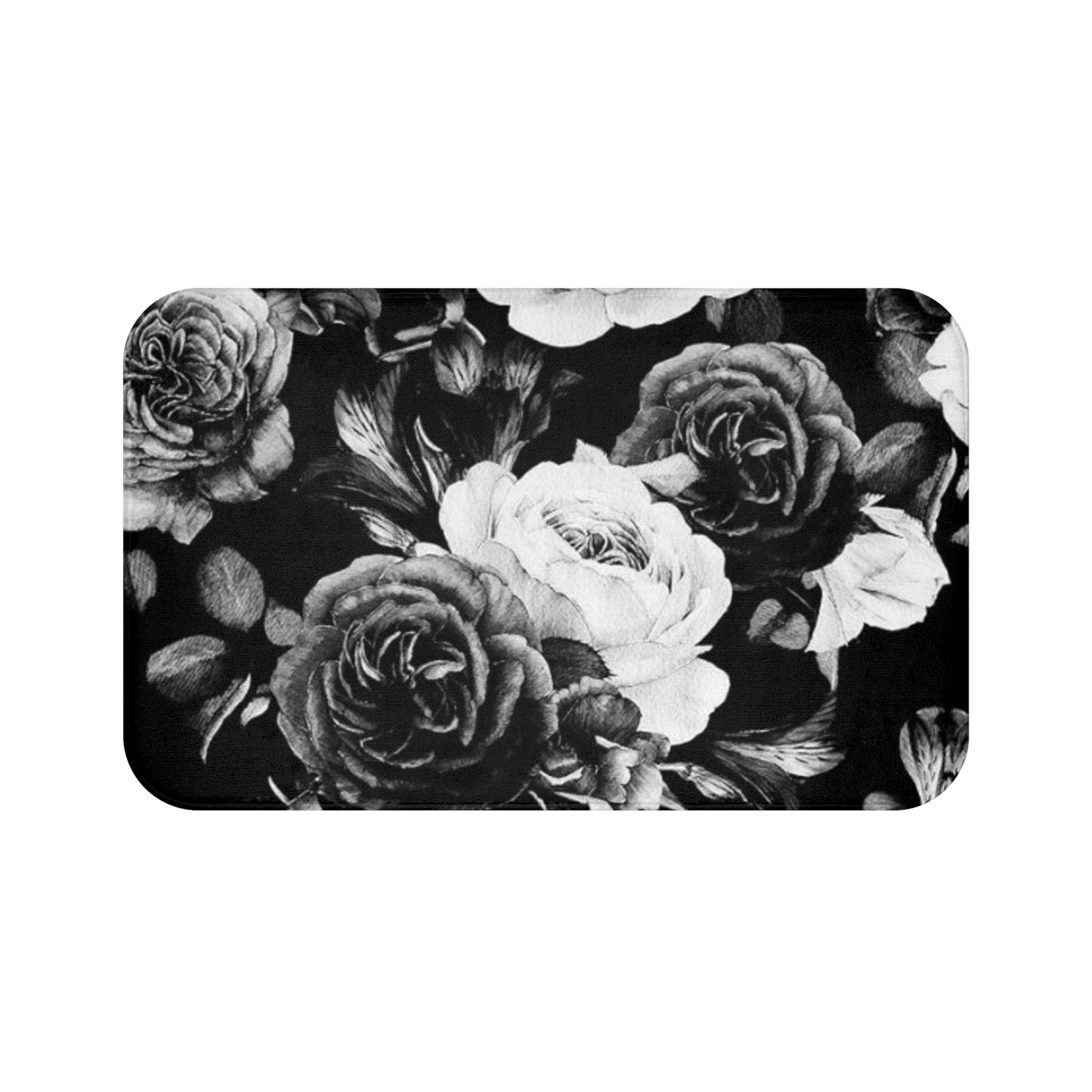 Black & White Floral Bath Mat Anti Slipping