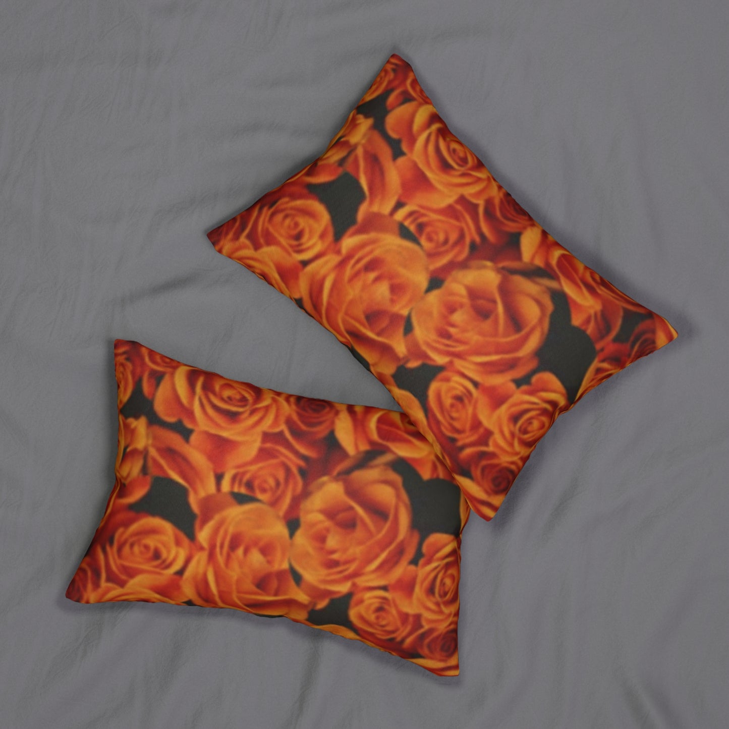 Orange Roses Lumbar Pillow