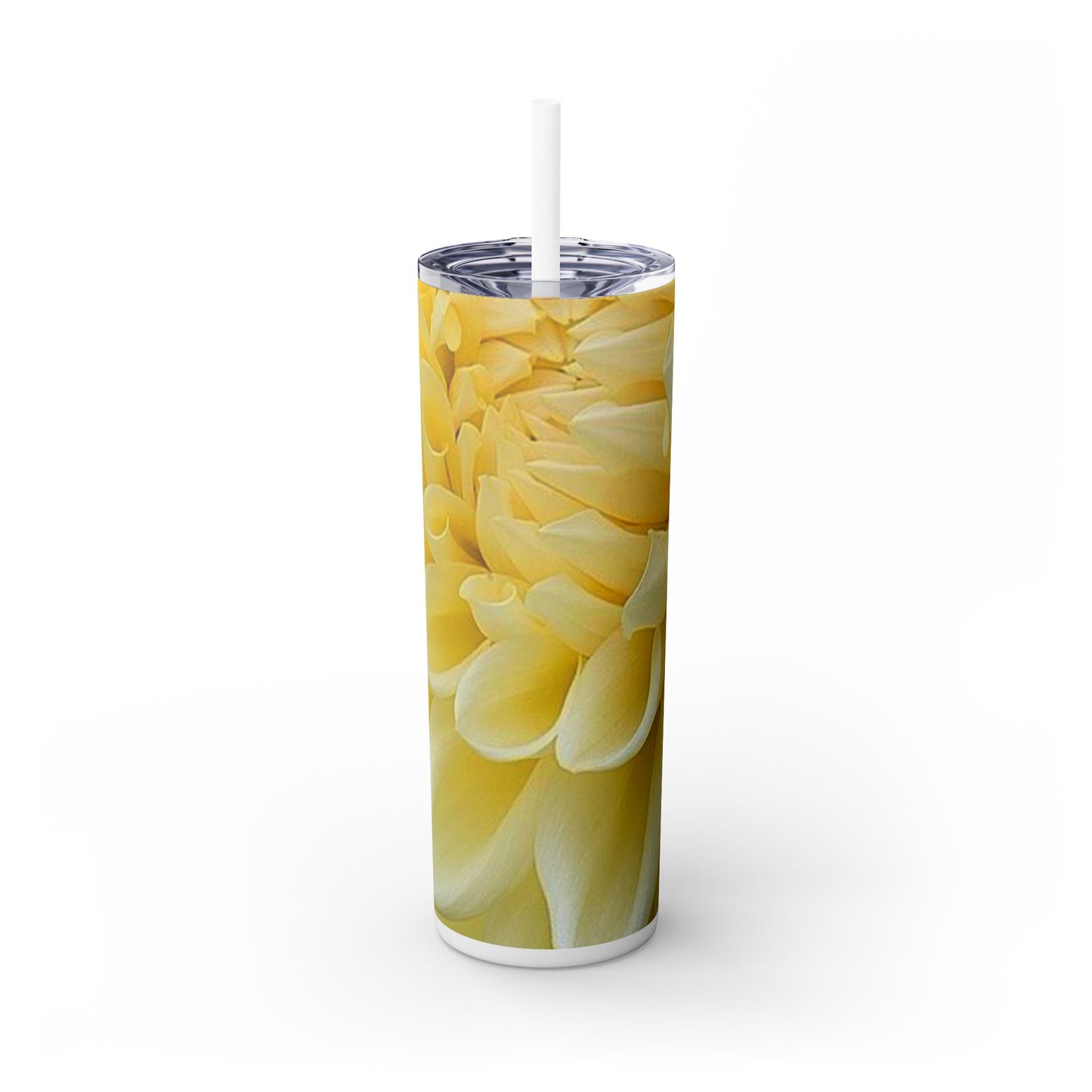 Yellow Dahlia Skinny Tumbler with Straw, 20oz