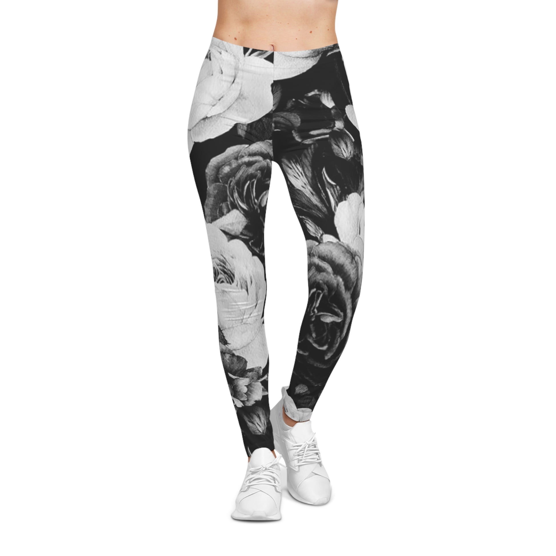 Black & White Comfortable Floral Casual Leggings