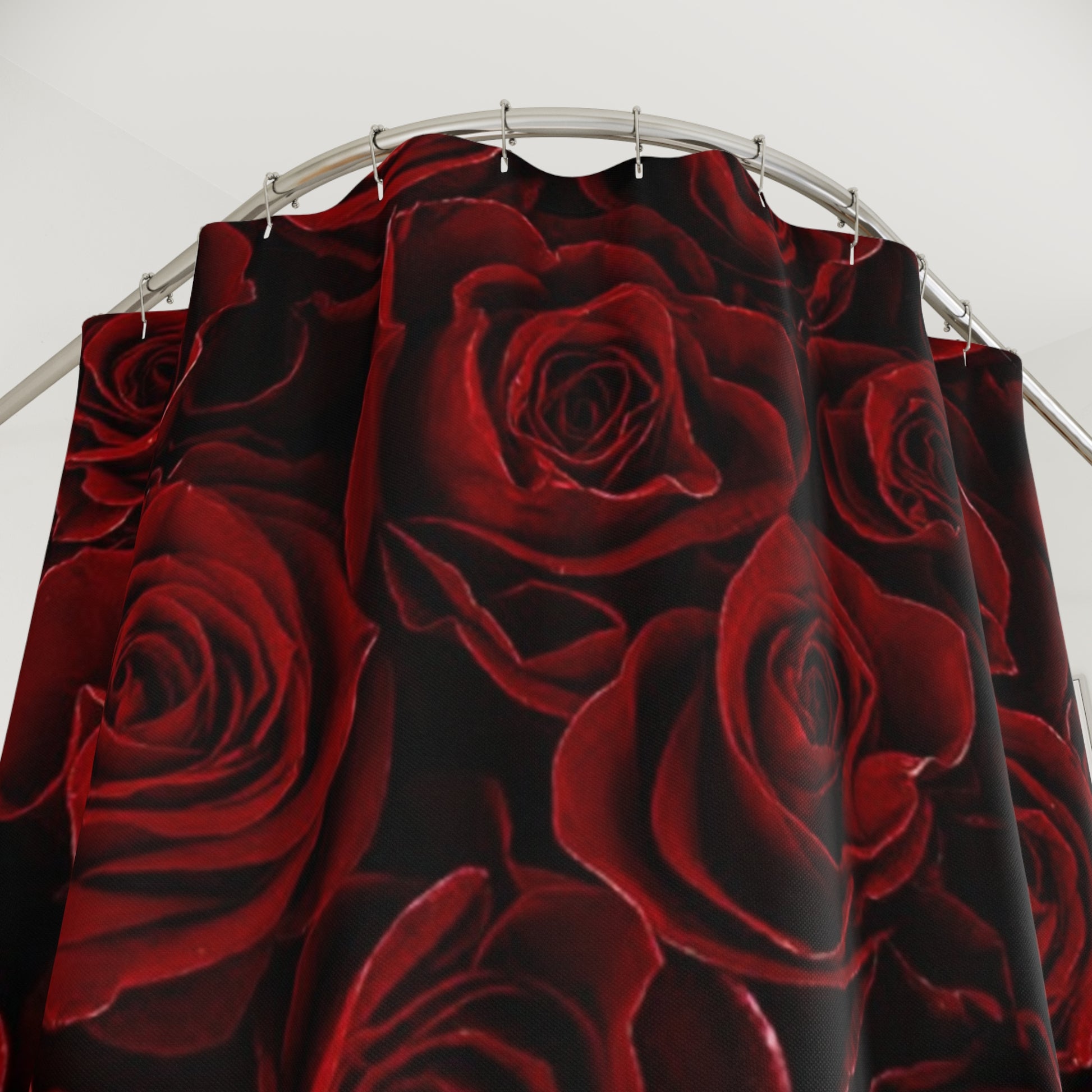 Red Roses Floral Shower Curtain for Romantic Bathroom Look