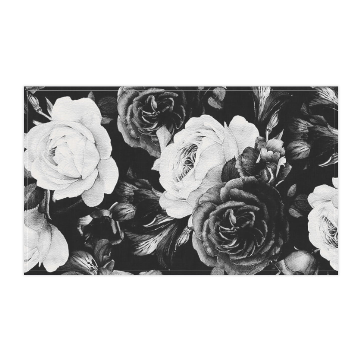 Black and White Floral Design Tea Towels